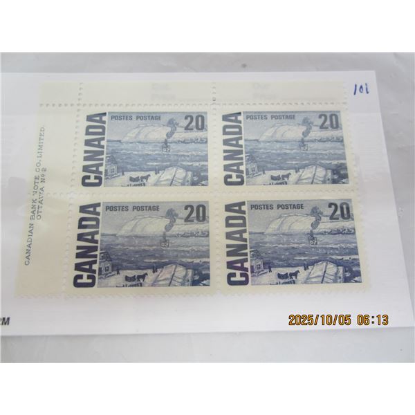 4 Corner Block Canadian Stamp 20 Cent MNH OG Never Used