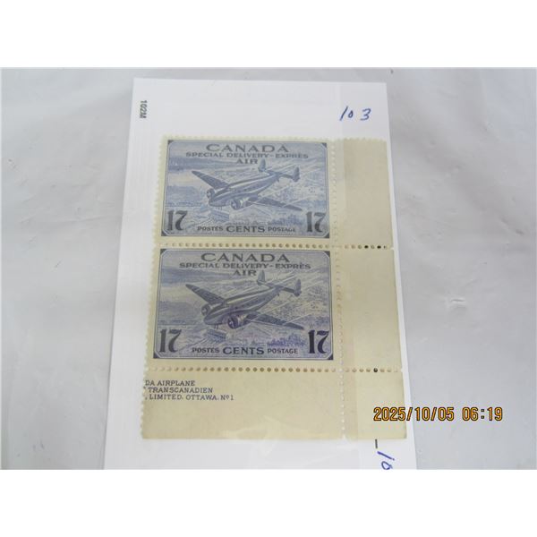 16 and 17 Cent Canadian Stamp Airmail MNH OG Never Used