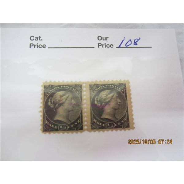 2 Small Queen Canadian ½ Cent MNH OG Never Used