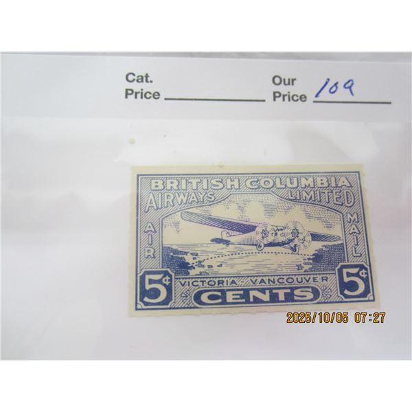 BC Airways 5 Cent 1930's MNH OG Never Used