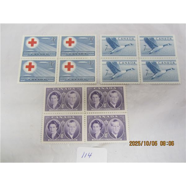 3 Blocks of 4 Canadian Stamps MNH OG Never Used