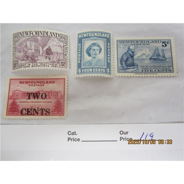 4 Newfoundland  Stamps MNH OG Never Used