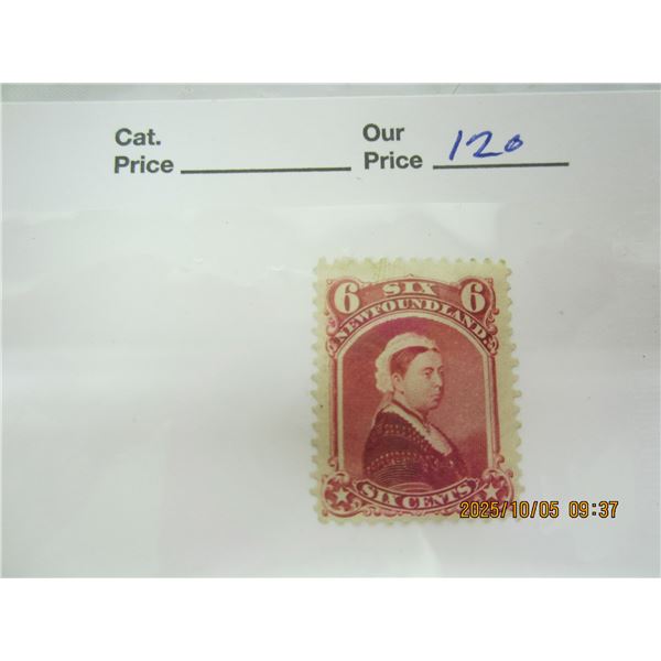 Newfoundland 6 Cent Victoria Stamp MH OG Never Used