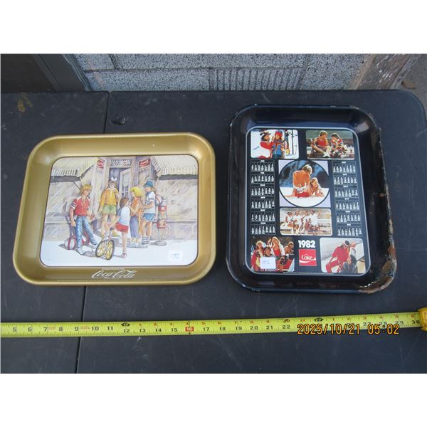 2 Vintage Metal Coca Cola Trays