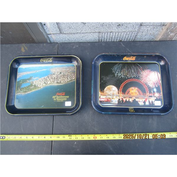 2 Vintage Metal Coca Cola Trays