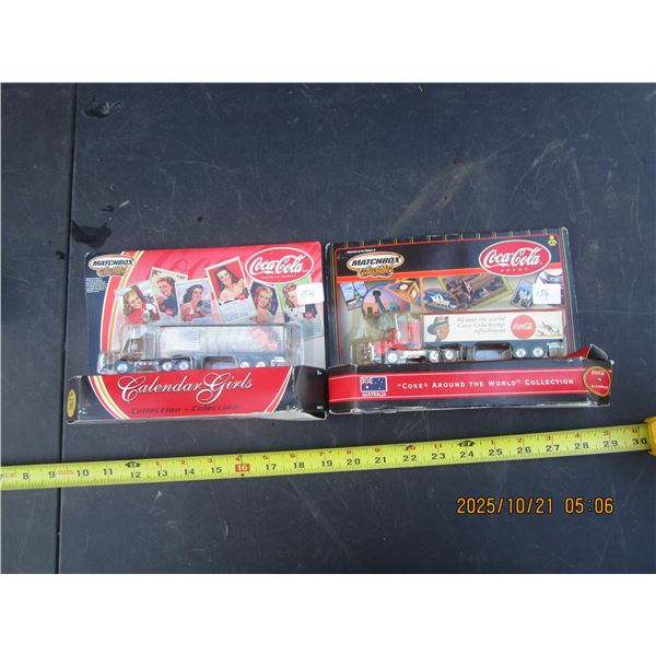 2 Vintage in Package Match Box Coca Cola Trucks