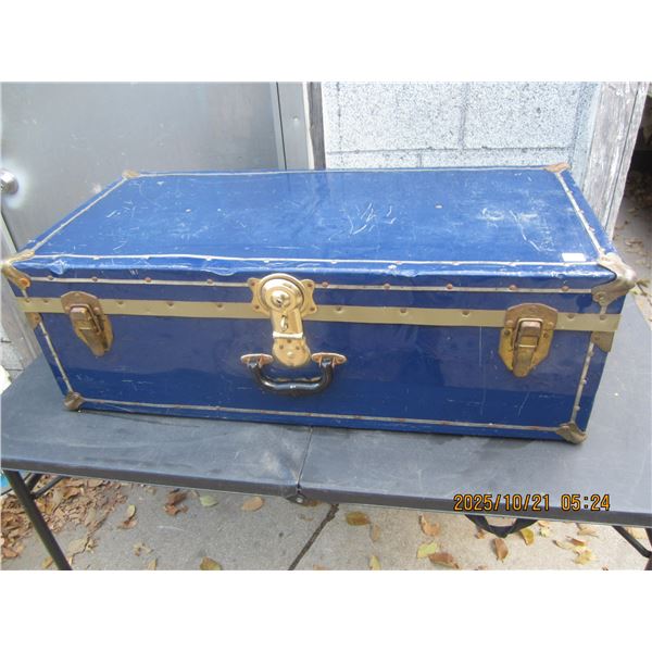 Antique Metal Trunk 34 inches Long 16 inches Deep 12 inches Tall