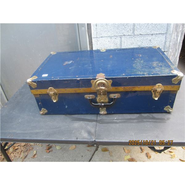 Antique Metal Trunk 28 inches Long 16 inches Deep 9 inches Tall