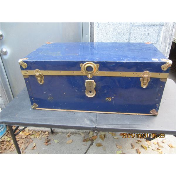 Antique Metal Trunk 30 inches Long 16 inches Deep 13 inches Tall