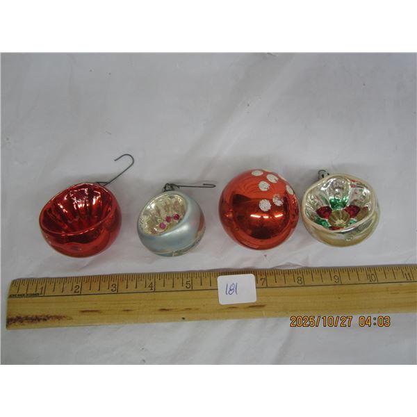 Lot of 4 Antique Christmas Bulbs