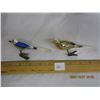Image 1 : 2 Antique Glass Birds Clip On Christmas Decorations with Tails