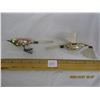Image 1 : 2 Antique Glass Birds Clip On Christmas Decorations One has a Loose Wing Tails are Theremas Bulbs an