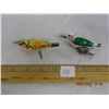 Image 1 : 2 Antique Glass Birds Clip On Christmas Decorations No Tails One Clip Missing