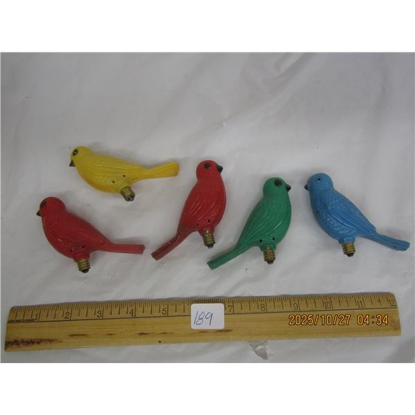 Lot of 5 Antique Christmas Birds Light Bulbs