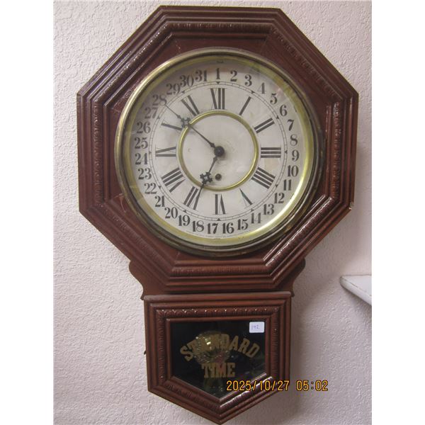 Antique Gilbert Standard Time School House Clock Working with Key and Pendulum