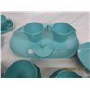 Image 6 : Lot of Vintage Melmac Dishes Green Set has 6 Cups and Saucers , Tray, Cream and Sugar , 3 Bowls The 