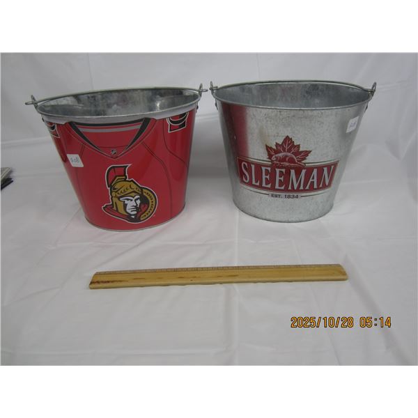 2 Vintage Beer Buckets Ottawa Senators and Sleeman's