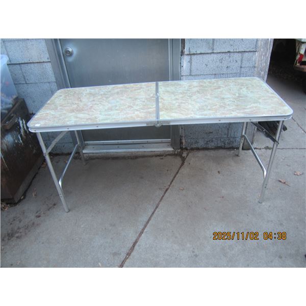 Vintage 1960's Chrome and Aluminium Folding Table in Good Condition 59 inches Long 24 inches Wide