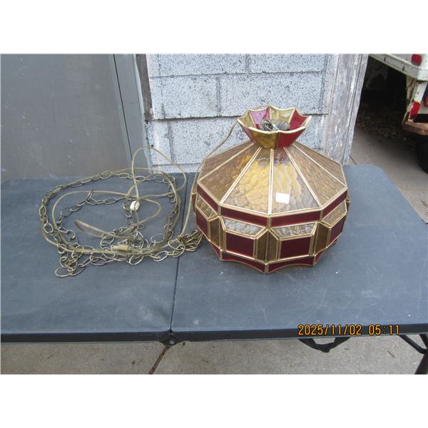 Vintage Swag Lamp  Light Fixture made of Glass Good Condition