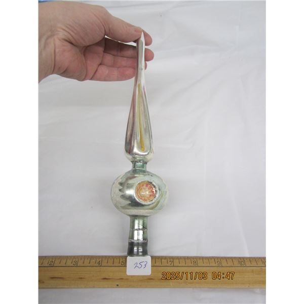 Vintage Blown Glass Christmas Tree Topper 10 inches Tall