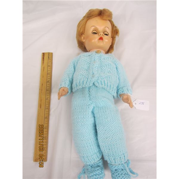 Vintage Doll with Blue Clothing