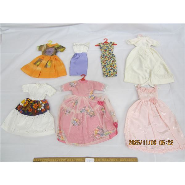 Lot of 1960's Barbie Doll Clothing 7 Dresses