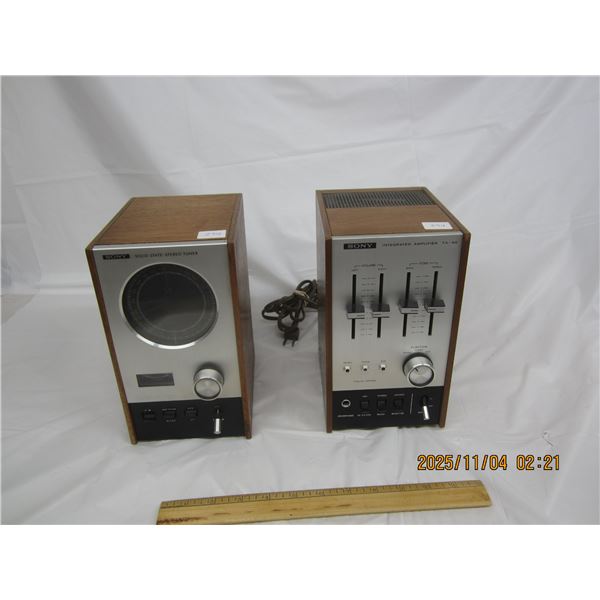 Rare Vintage Sony TA-88 Integrated Amplifier with Matching Tuner Beautiful Wood Cabinet Lots of Powe