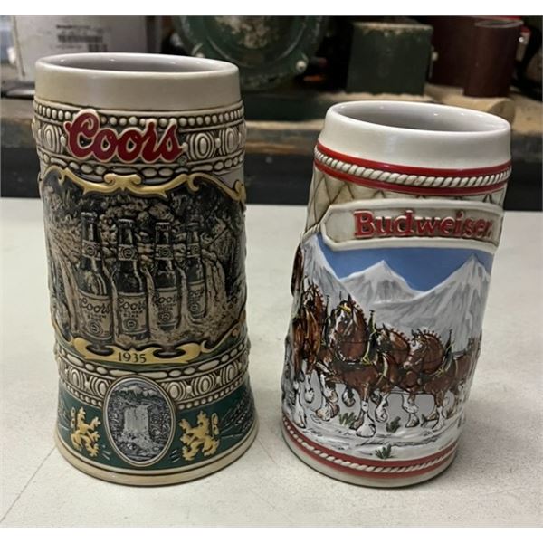 Budweiser & Coors Beer Steins Mugs
