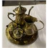 Image 2 : Vintage Brass Coffee & Tea Set Pot Creamer Sugar Tray 5 Pc