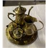 Image 3 : Vintage Brass Coffee & Tea Set Pot Creamer Sugar Tray 5 Pc