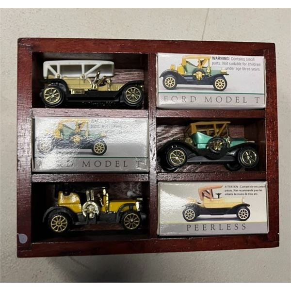 Miniature Cars in Case - Ford Model T, Peerless & More