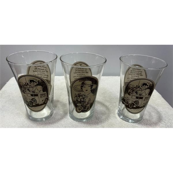 Vintage Mother's Pizza Parlour Coca-Cola Glass 3pcs