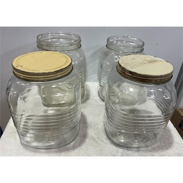 4 Large Vintage Jars - Flour, Coffee, Sugar, and more Storage