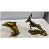 Vintage Brass Antelope & Dolphin Figurines