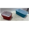Image 2 : 2 Pyrex Mates Refrigerator Dishes - Red with Lid & #502 Blue