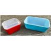 Image 4 : 2 Pyrex Mates Refrigerator Dishes - Red with Lid & #502 Blue