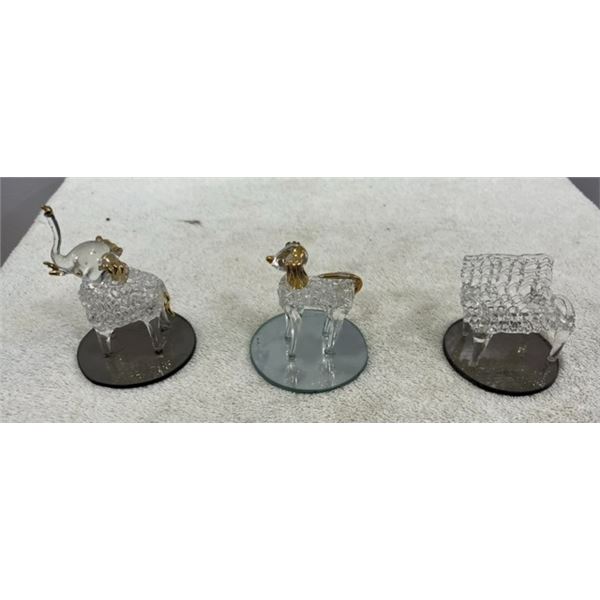 3 Hand Spun Blown Glass Figurines - Elephant, Poodle, Chair