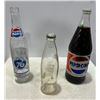 3 Pepsi Bottles - Pepsi Natural, Colorado 76 Pepsi & Full Large Pepsi Bottles