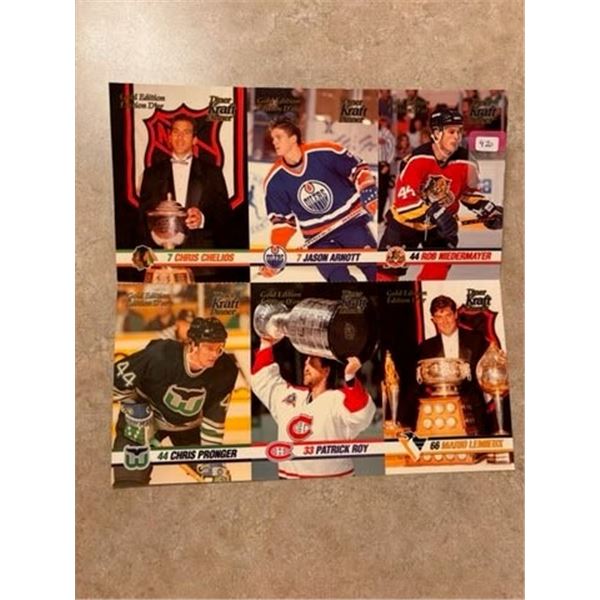 Sheet of Uncut Kraft Dinner Hockey Cards