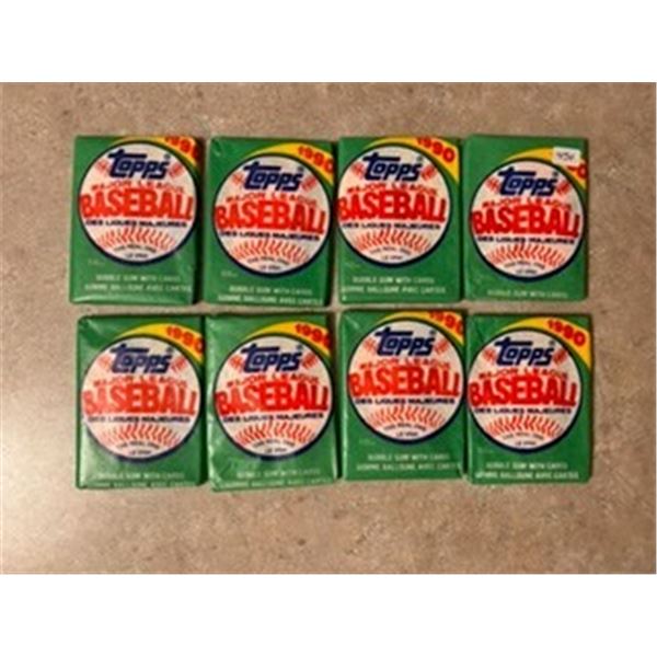 1990 Topps Baseball Wax Packs (8) - Unopened