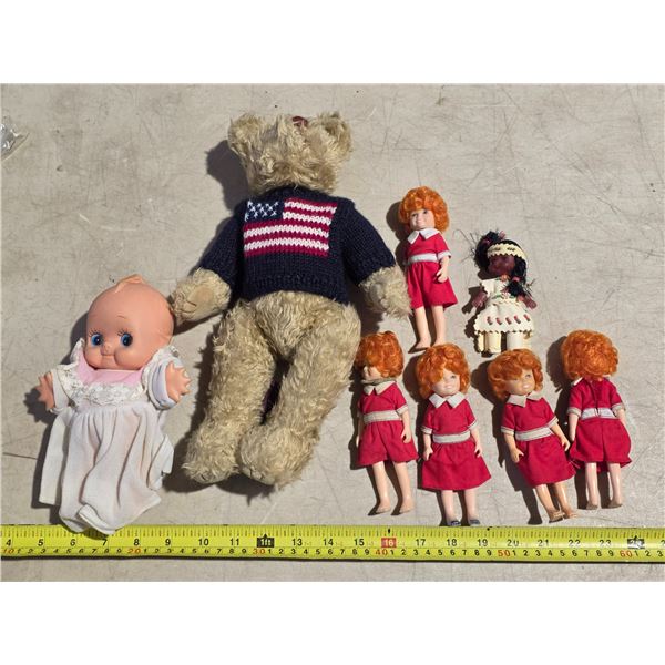 TY bear, vintage dolls and copie doll