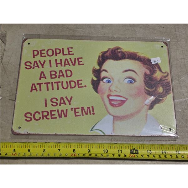 Bad attitude sign- 8x11"
