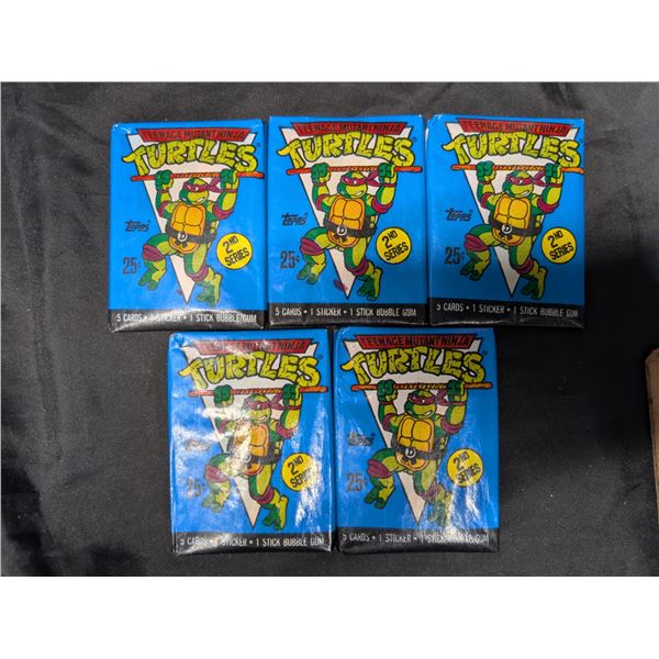 (5) Unopened Packs of 90 TMNT Series II Cards