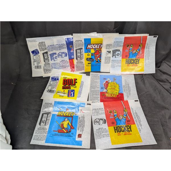 Lot of Vintage NHLPA Cards/Bubble Gum Wrappers + Golf All star Wrappers
