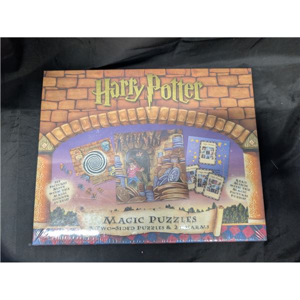 Vintage 2000s Magic Puzzles 3 Two- Sided Puzzles and 2 Charms Sealed