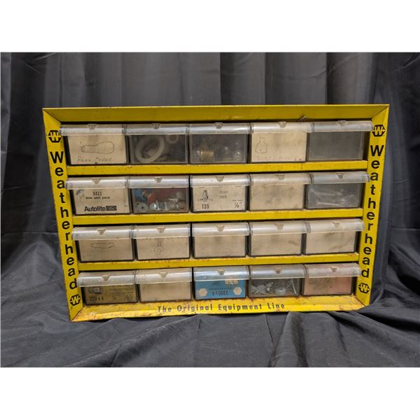 Yellow Storage Unit (tools Materials) 17"x11" w/ Misc. Tool Hardware