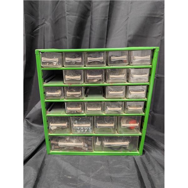 Green Storage Unit (tools Materials) 12"x13" w/ Misc. Tool Hardware