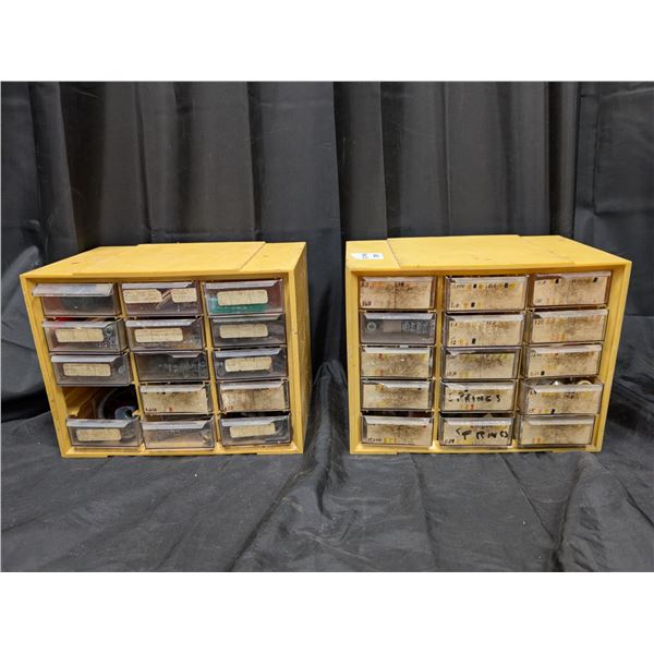 (2) Yellow Storage Units (tools Materials) 8"x10" w/ Misc. Tool Hardware