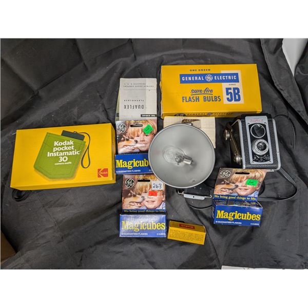Lot of misc. Camera Items (Cameras, Flash Bulbs, Attachments, and etc.)