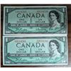 Image 1 : (2) 1954 Canadian 1 Dollar Bills (3114219 and 3114241)